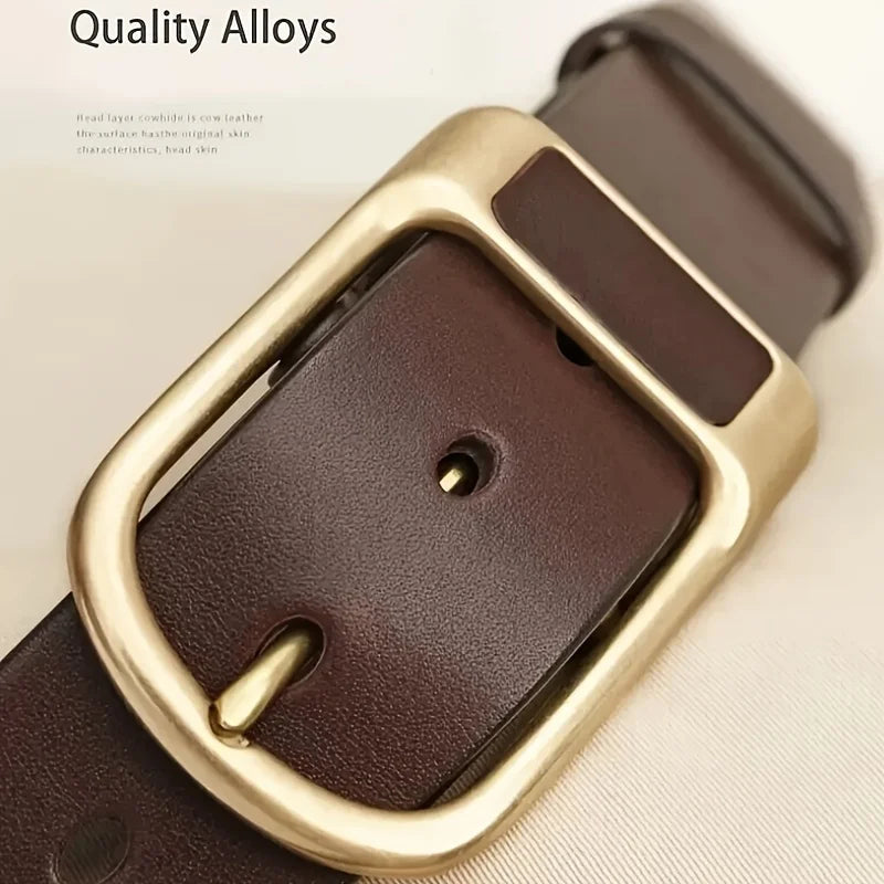 Mens Genuine Leather Belts Coboy Trendy Casual Belt Metal Pin Buckle Waistband