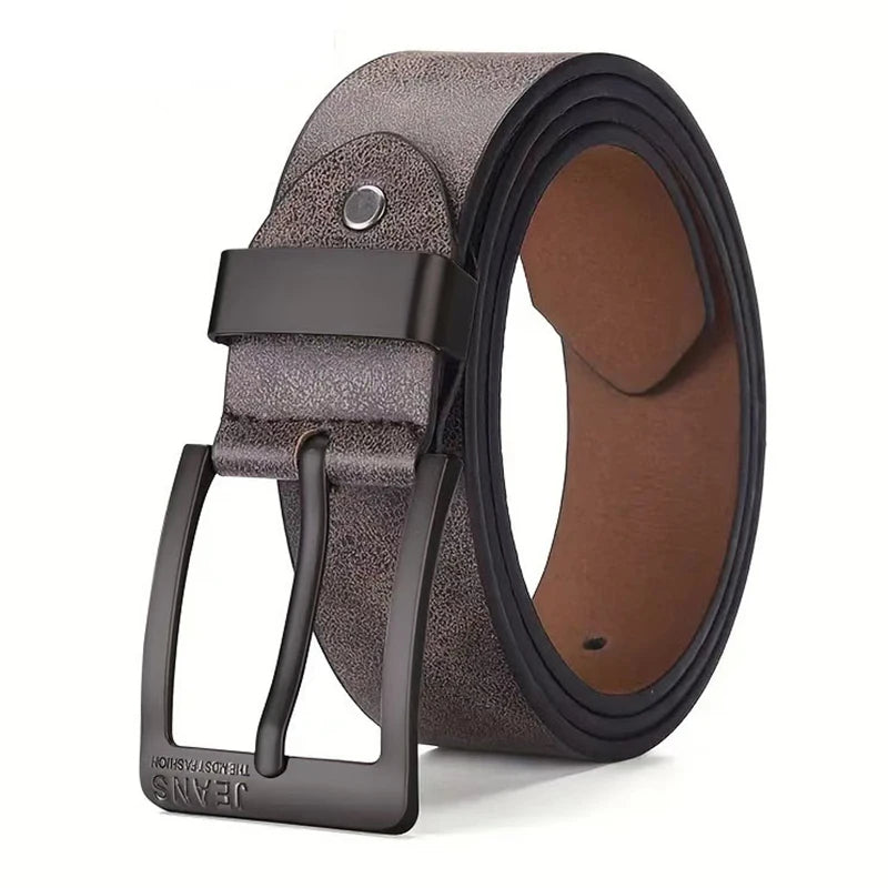 Mens PU Leather Belt Retro Metal Pin Buckle Casual Business Dress Waist UK Size