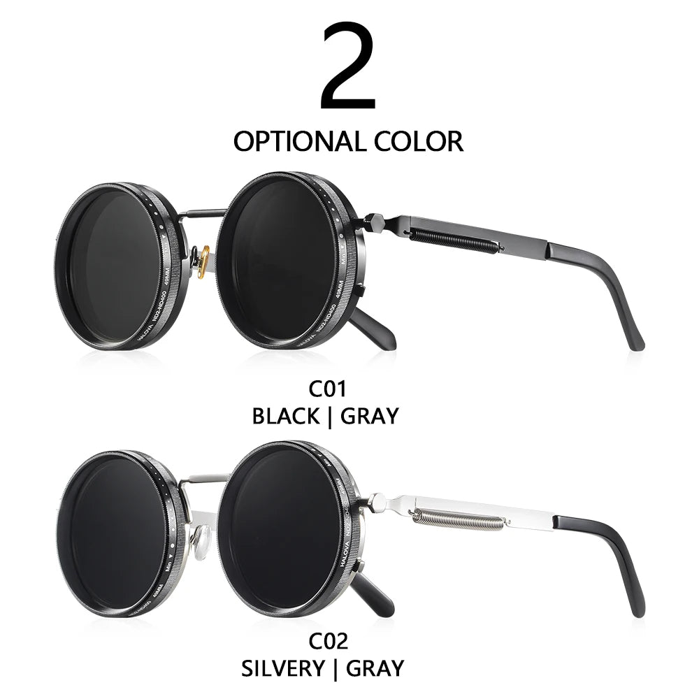 CRIXALIS Polarized ND9 Sunglasses UV400 Adjustable Dimming Round Retro Outdoor