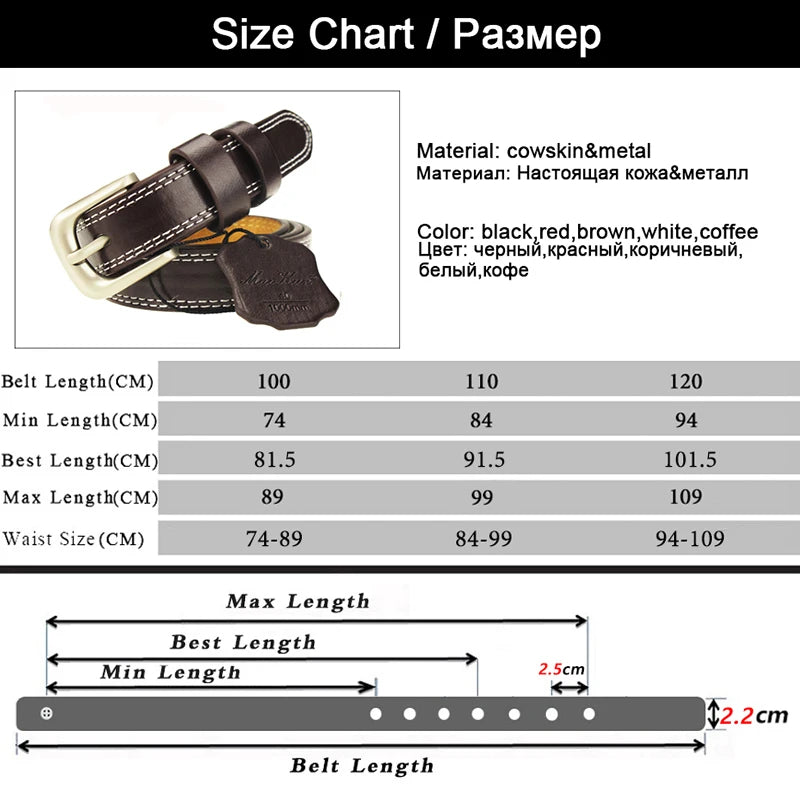 ladies Top Genuine Leather Belts Skinny Waist Womens Belt Metal Pin Buckle Dress