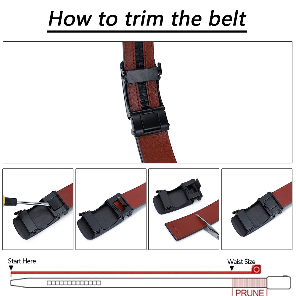 DOOPAI Mens Genuine Leather Belts Belt Ratchet Automatic Buckle Waistband Dress