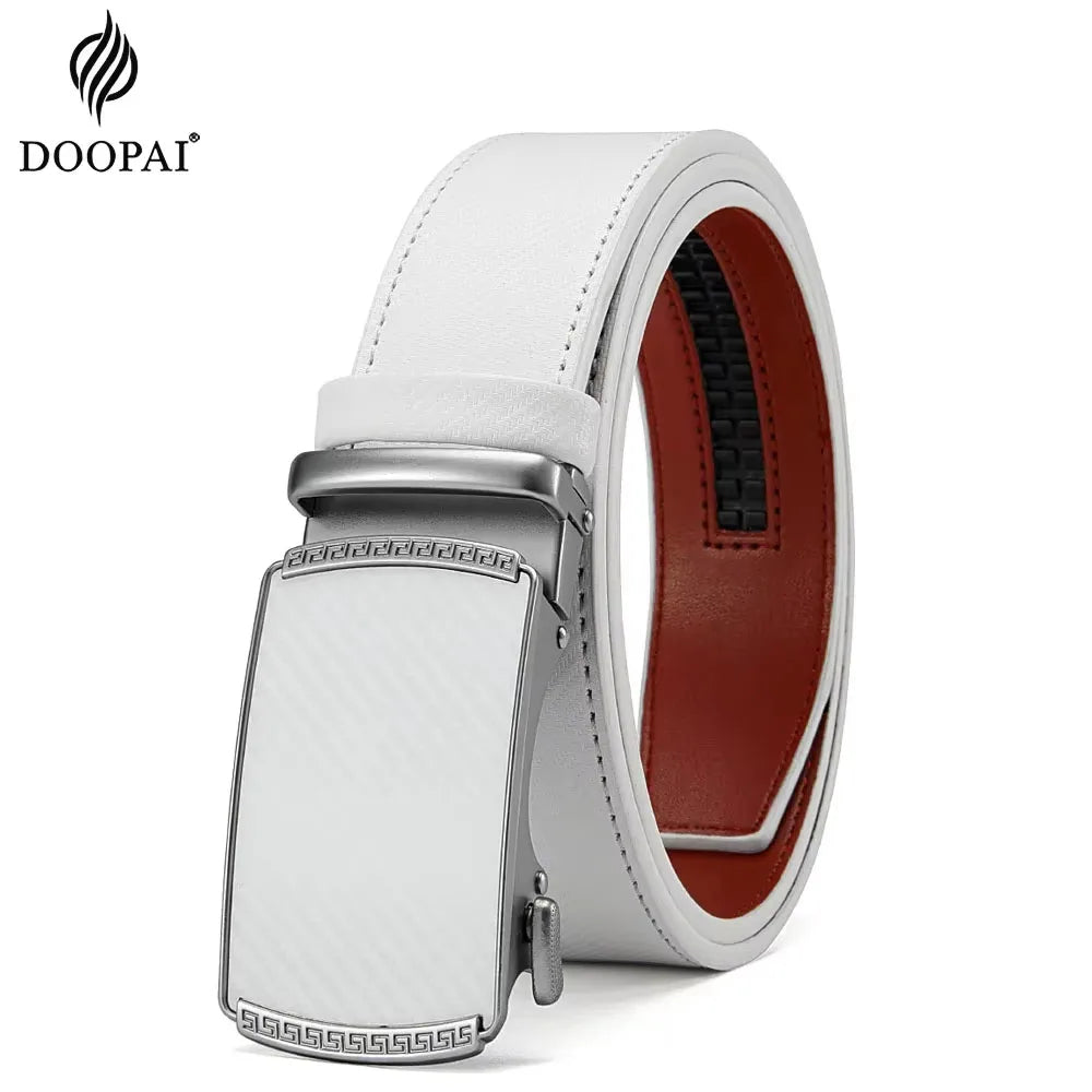 DOOPAI Mens Genuine Leather Belts Belt Ratchet Automatic Buckle Waistband Dress