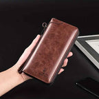 Long Wallet Leather Card Holder Zipper Purse Bag RFID Unisex Clutch High Quality