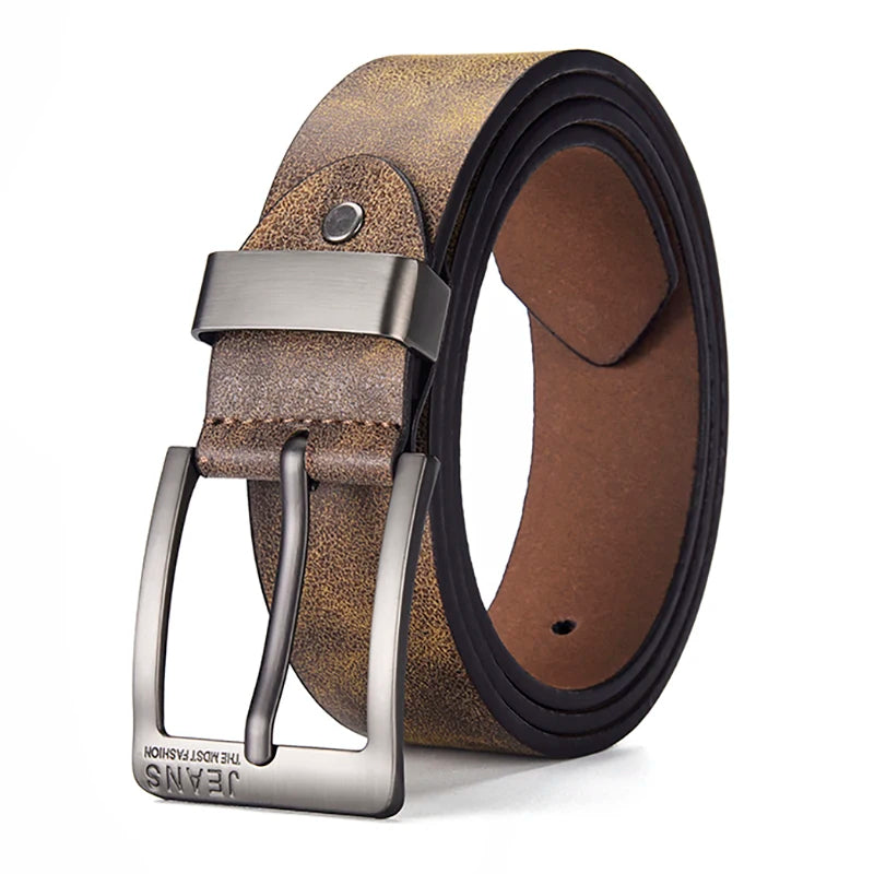 Mens PU Leather Belt Retro Metal Pin Buckle Casual Business Dress Waist UK Size