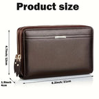 Mens High Quality Leather Long Wallet RFID Card Holder Clutch Zip Business Purse