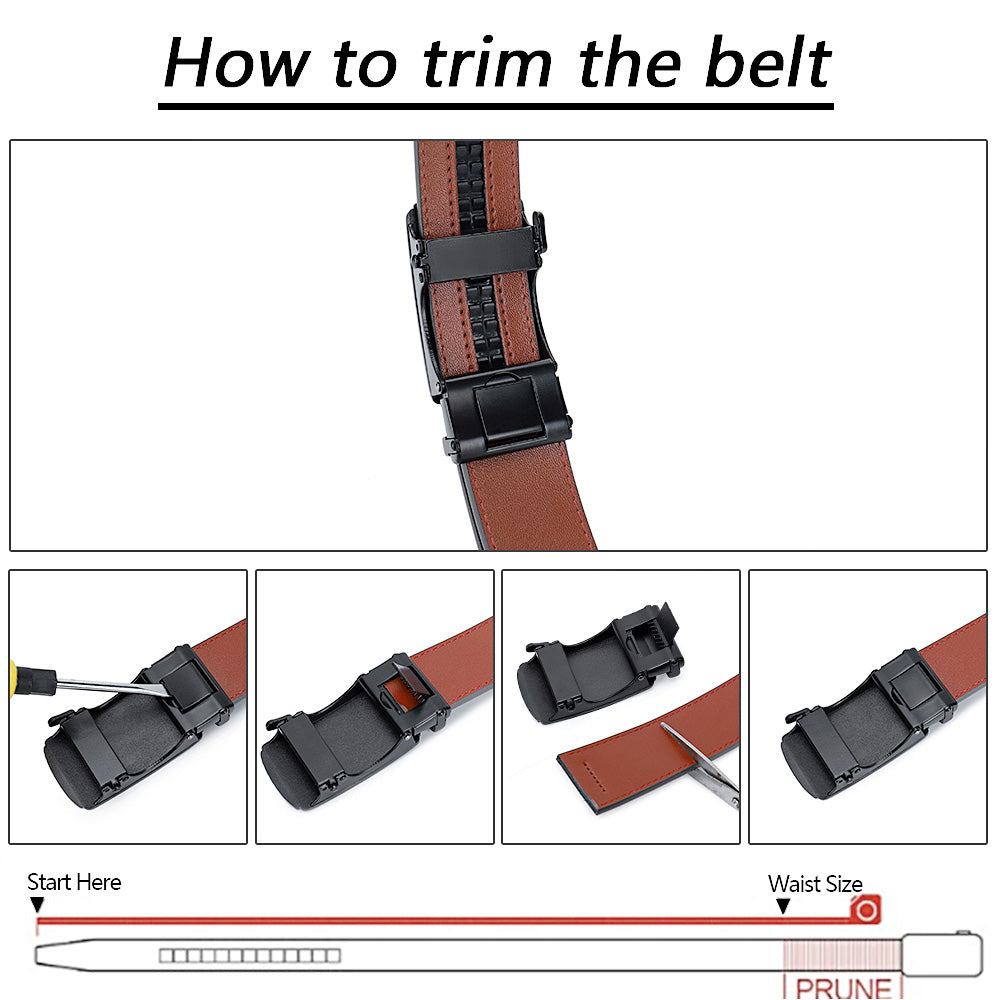 DOOPAI Mens Genuine Leather Belts Belt Ratchet Automatic Buckle Waistband Dress