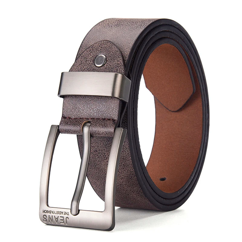 Mens PU Leather Belt Retro Metal Pin Buckle Casual Business Dress Waist UK Size