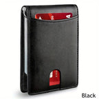 Genuine Leather Slim Wallet for Mens RFID Blocking Credit Card Holder Money Clip