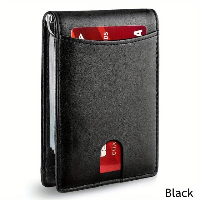 Genuine Leather Slim Wallet for Mens RFID Blocking Credit Card Holder Money Clip
