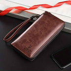 Long Wallet Leather Card Holder Zipper Purse Bag RFID Unisex Clutch High Quality