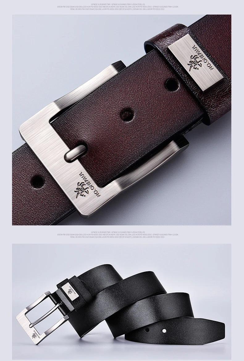 Mens Genuine Leather Belts Cowhide Belt Metal Pin Buckle Dress Waistband UK Size