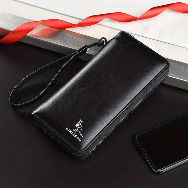 Long Wallet Leather Card Holder Zipper Purse Bag RFID Unisex Clutch High Quality