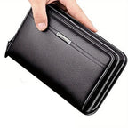 Mens High Quality Leather Long Wallet RFID Card Holder Clutch Zip Business Purse