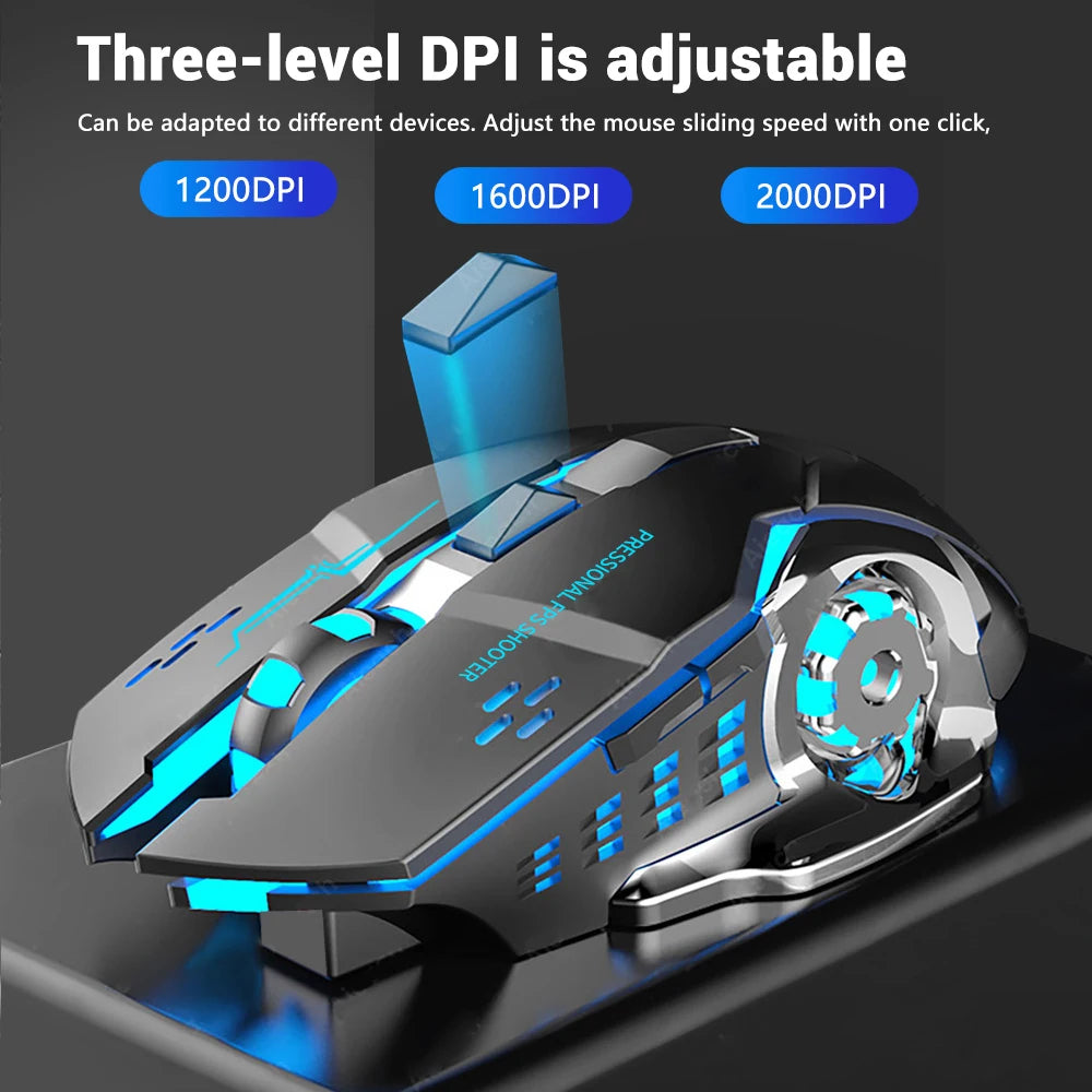 Wireless Rechargeable Gaming Mouse Silent Bluetooth USB RGB LED Mice PC Laptop
